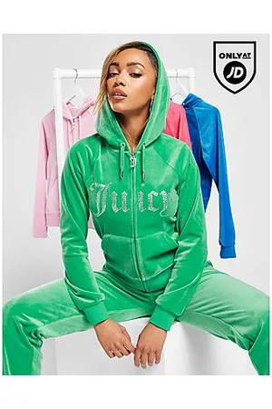 Juicy Couture Damen Sweatshirts - Diamante Velour Full Zip Hoodie Damen
