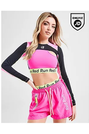 Red Run Activewear Twin Flame Cutout Long Sleeve Crop Top