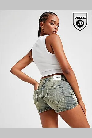 Juicy Couture Diamante Logo Denim Shorts