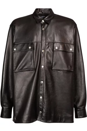 Balmain Herren Lederjacken - Lederoberhemd Mit Tasche Vorne