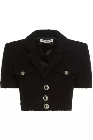 Alessandra Rich Damen Kurze Hosen - Wool Bouclé Short Sleeve Cropped Blazer