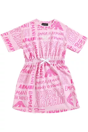 Emporio Armani Mädchen Freizeitkleider - All Over Print Cotton Blend Jersey Dress