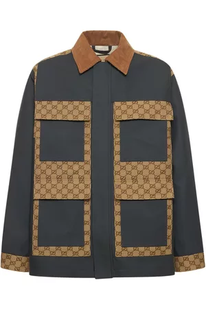 Gucci Gg Logo Cotton Canvas Jacket