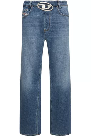 Diesel D-ark Denim Straight Pants W/logo Buckle