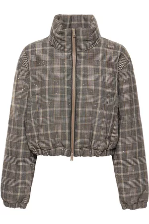 Brunello Cucinelli Damen Puffer- & Daunenjacken - Wolljacke Mit Karos Und Pailletten