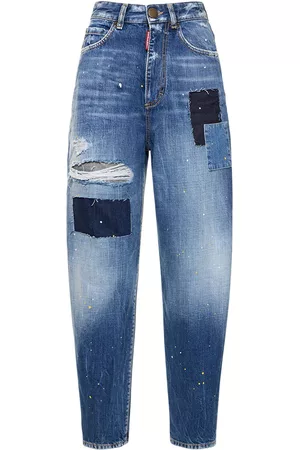 Dsquared2 Damen Cropped Jeans - Patchwork-jeans Mit Hohem Bund „sassoon“