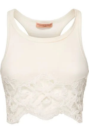 ERMANNO SCERVINO Kurzes Top Aus Baumwollmischung Mit Spitze