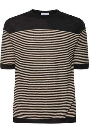 LARDINI Gestreiftes T-shirt Aus Leinen