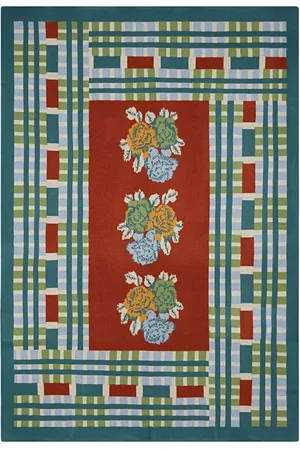 LISA CORTI Handgewebter Überwurf „ankara Rust Plumbago“