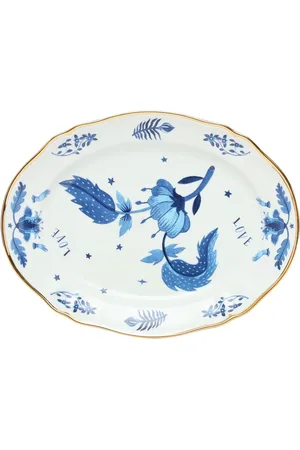 BITOSSI Ovaler Teller Mit Blauem Blumenmuster