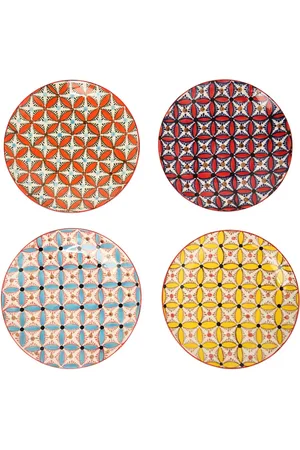 POLSPOTTEN Set: 4 Keramikteller „hippy“