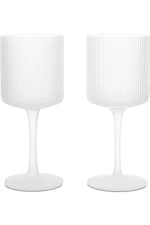 Ferm Living Set: 2 Weißweingläser „ripple“