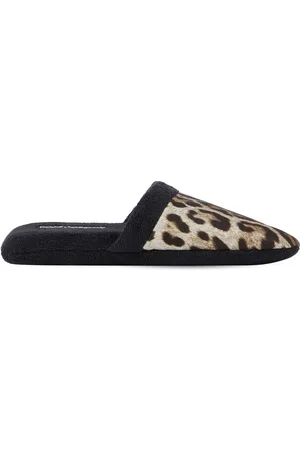 Dolce & Gabbana Pantoffeln Aus Baumwollterry Mit Leomotiv