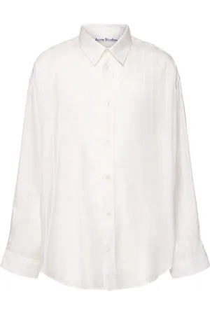 Acne Studios Gestreiftes Cupro-shirt Mit Logo „setar“