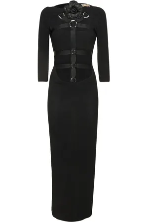 Roberto Cavalli Langes Kleid Aus Stretch-wollkrepp