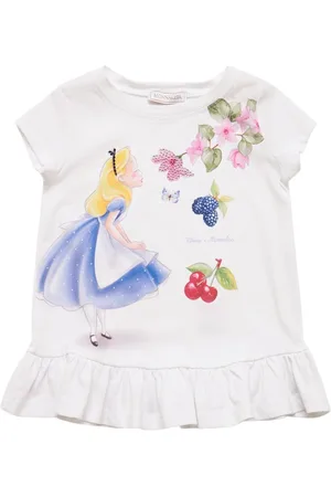 MONNALISA Alice In Wonderland Print Cotton T-shirt