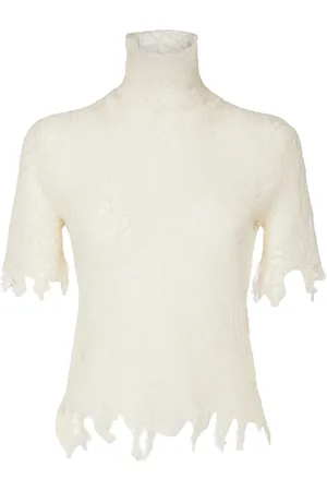 Alexander McQueen Oberteil Aus Baumwoll-seiden-spinnennetzspitze