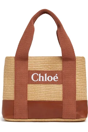 Chloé Schultertasche Aus Raffia Mit Logo