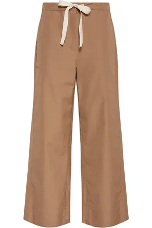 Max Mara Argento Cotton Poplin Wide Leg Pants