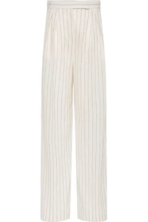 Max Mara Clarion Striped Cotton Blend Wide Pants