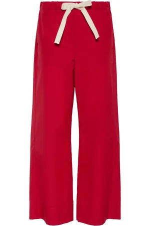Max Mara Argento Cotton Poplin Wide Leg Pants