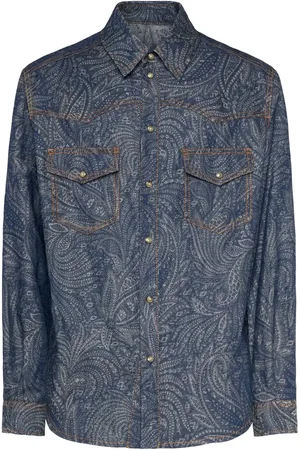 Etro Denim-overshirt Aus Baumwolle Und Leinen