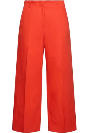 Max Mara Weite Hose Aus Baumwoll/leinencanvas "zircone"
