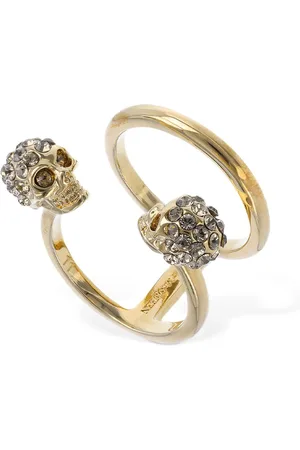 Alexander McQueen Stapelring Mit Zwei Schädeln