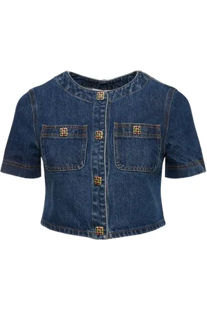 Self-Portrait Bauchfreies Oberteil Aus Denim