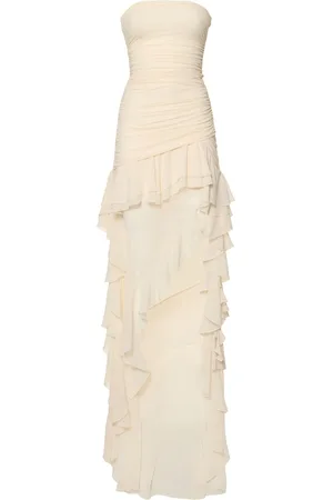 BLUMARINE Trägerloses Organza-kleid Mit Rüschen