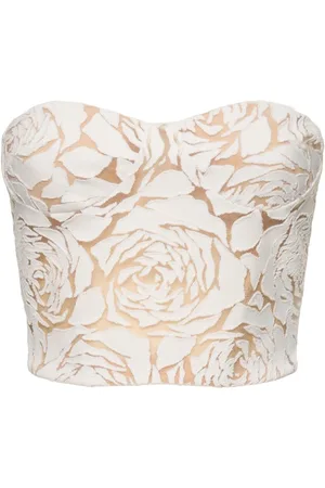 ERMANNO SCERVINO Besticktes Top Aus Baumwollmischgewebe „flower“