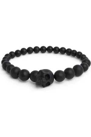 Alexander McQueen Armband Mit Onyxperlen Und Schädel