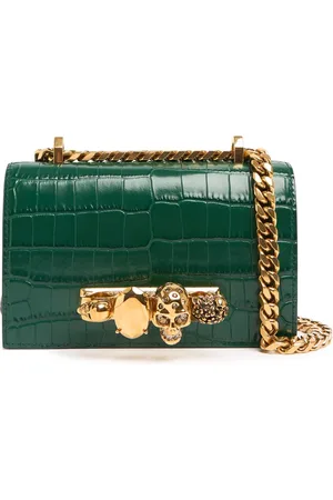 Alexander McQueen Mini Ledertasche Mit Krokoprägung Und Schmuck