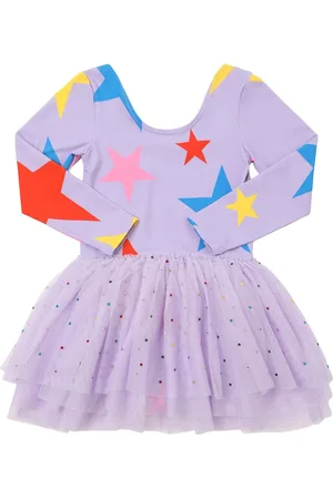 Stella McCartney Kleid Aus Jersey Und Stretch-tüll Mit Verzierung