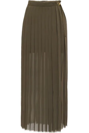 Ami Pleated Crepe Long Skirt