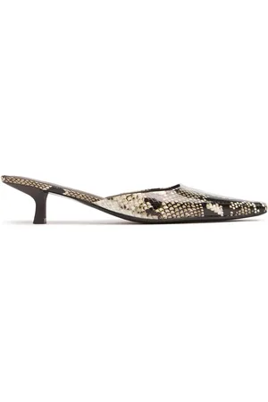 St Agni 50mm Hohe Mules Aus Leder Mit Pythonmuster „mira“