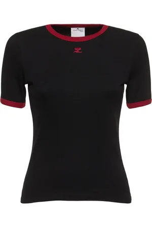 Courrèges T-shirt Aus Baumwolle Mit Kontrastdetails