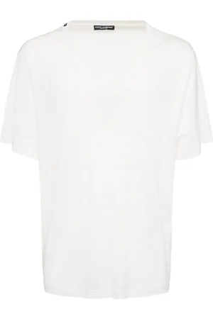 Dolce & Gabbana T-shirts Aus Baumwolljersey Mit V-ausschnitt