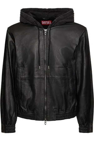 Diesel Bikerjacke Aus Leder Und Denim
