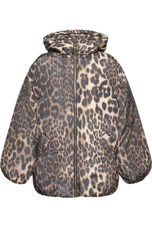 Ganni Leopard Midi Puffer Jacket