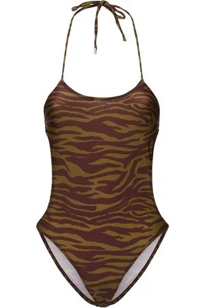 The Attico Badeanzug Aus Lycra Mit Zebradruck