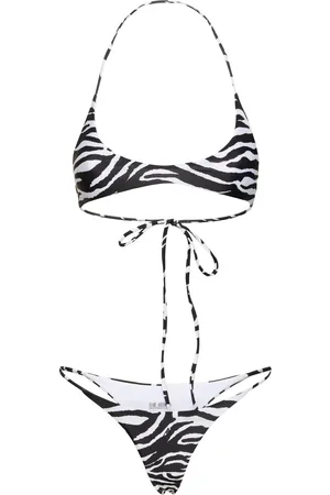 The Attico Dreiecks-bikini Aus Lycra Mit Zebradruck