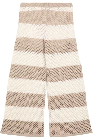 Max&Co. Striped Cotton Crochet Pants