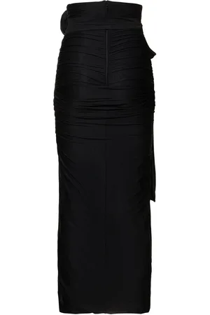 Dolce & Gabbana Draped Tulle Jersey Long Skirt W/ Flower