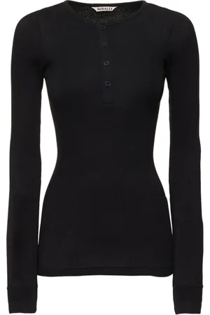 Auralee T-shirt Aus Baumwolle Mit Knöpfen