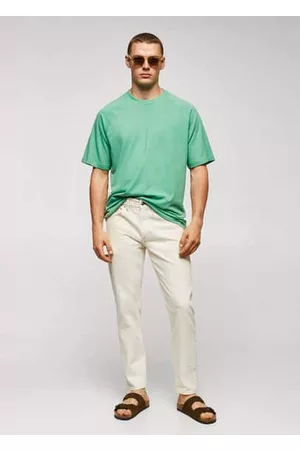 MANGO Herren Shirts - Texturiertes T-Shirt aus Baumwoll-Leinen-Gemisch