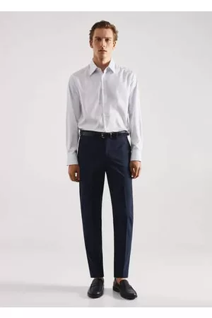 MANGO Herren Slim Fit Anzüge - Slim Fit-Anzughemd aus Baumwolle mit Streifen