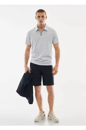 MANGO Herren Poloshirts - Baumwoll-Poloshirt mit Reißverschluss