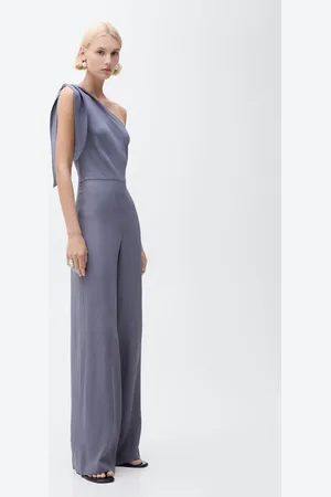 MANGO Asymmetrischer Satin-Jumpsuit mit Schleife - Damen - S