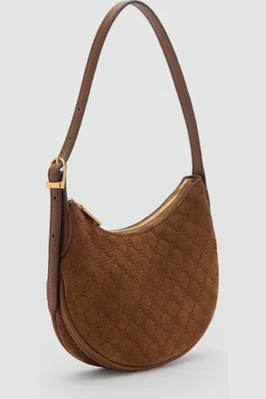 MANGO Schultertasche aus Rauleder mit Logo-Print - Damen - Einheitsgröße